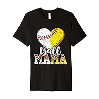 Baseball Mama Heart Baseball Softball Mommy Mother's Day Premium T-Shirt