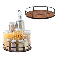 2 Pack of 9 Lazy Susan Organizer - Non-Skid Wood Turntable Organizer for Cabinet, Pantry, Kitchen Countertop, Refrigerator, Spice Rack, Carbonized Black