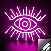 LooKLight Eyes Neon Sign, Neon Light Sign,Neon Sign for Room, Neon Light Sign,Evil Eye Neon Sign,Pink Neon Sign By USB Powered Led Neon Signs for Home Wall Decor Birthday Party,Bedroom Decor