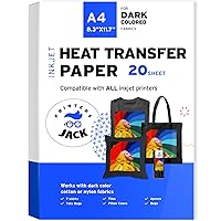 Printers Jack Iron-On Heat Transfer Paper for Dark Fabric 20 Pack 8.3x11.7