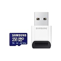 SAMSUNG PRO Plus + Reader 256GB microSDXC Up to 160MB/s UHS-I, U3, A2, V30, Full HD & 4K UHD Memory Card for Android Smartphones, Tablets, Go Pro and DJI Drone (MB-MD256KB/AM)