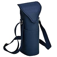 Picnic at Ascot Insulated Wine/Water Bottle Tote with Shoulder Strap - Navy