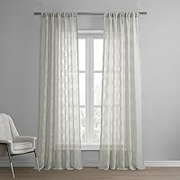 HPD Half Price Drapes Patterned Linen Sheer Curtains for Living Room 50 X 96 (1 Panel), SHCH-11701B-96, Calais Tile Grey