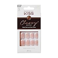 Classy Nails, Press-On Nails, Nail glue included, Exclusive Only', Light White, Short Size, Oval Shape, Includes 28 Nails, 2G Glue, 1 Manicure Stick, 1 Mini File