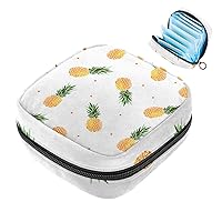 Portable Menstrual Pad Bags, Large Capacity Sanitary Napkin Storage Bag, First Period Kit for Girls Women, Zipper Nursing Pad Holder Fruits Pineapple