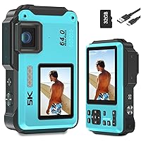 1080P Underwater Camera 11FT Waterproof Camera with 32GB Card 44MP Autofocus Dual-Screen Selfie