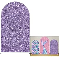 Mermaid Arched Backdrop Cover - Perfect Birthday Decoration and Baby Shower Prop with Stretchy Material and Purple Flash Banner GX-126-3x6.5ft
