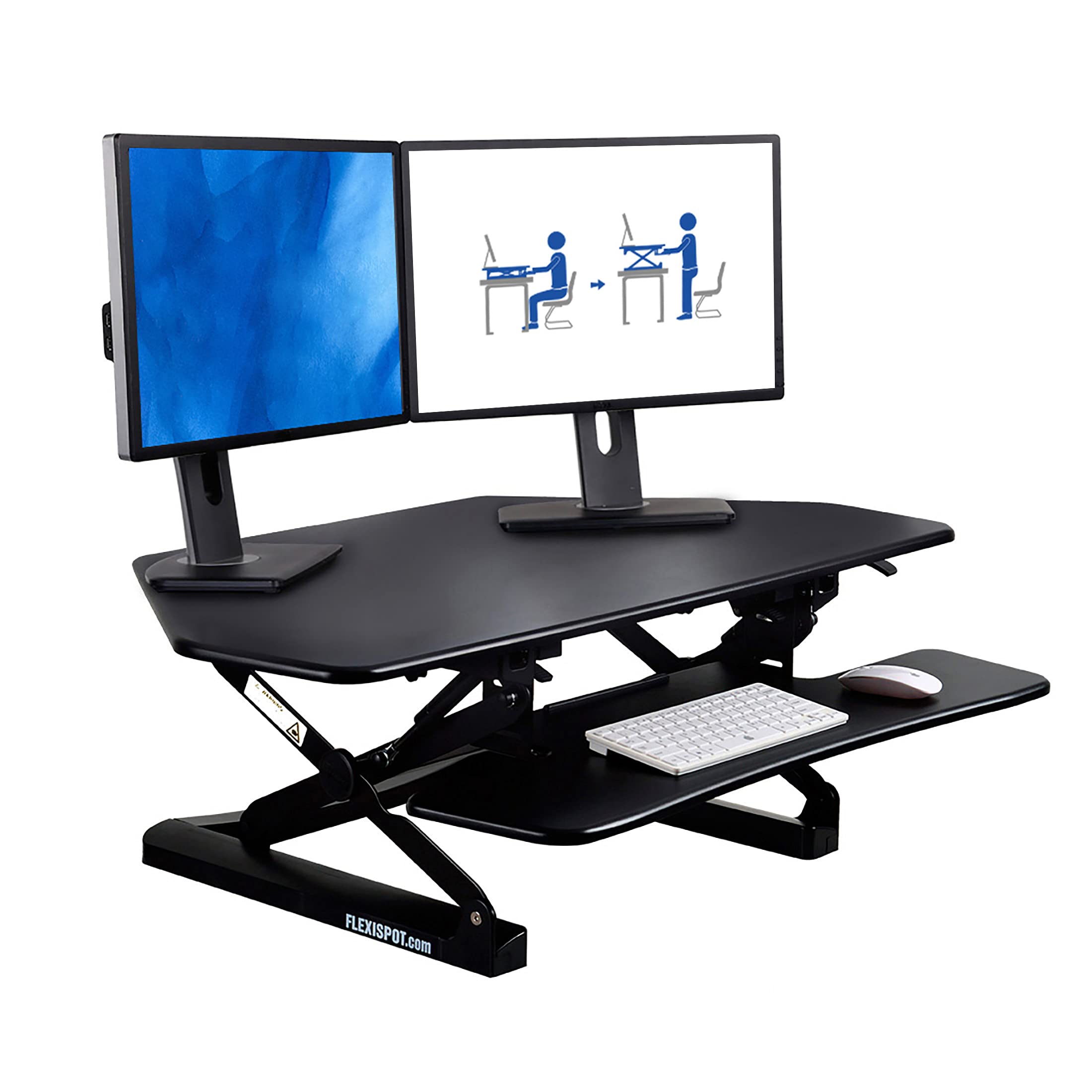 FlexiSpot Height Adjustable Standing Desk Converter 41 Inch Stand Up Desk Riser for Cubicles Corners, Wide Black Home Office Desk for Dual Monitor ...