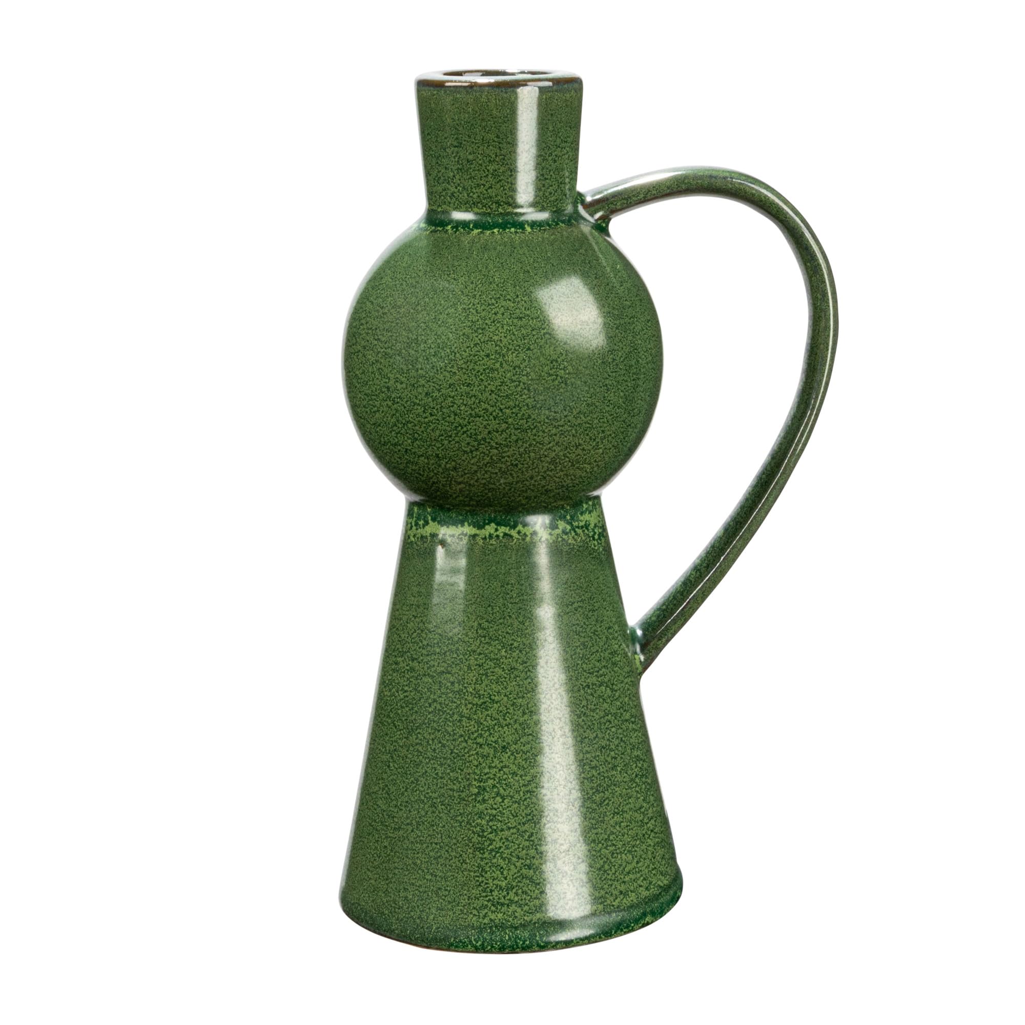 Bloomingville Stoneware Handle, Reactive Glaze, Green (Each One Will Vary) Taper Holder