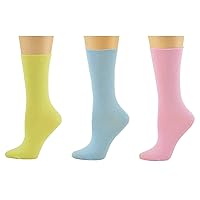 Rayon from Bamboo Roll Top Mid-Calf Crew Socks - Soft, Moisture-Wicking, Comfortable & breathable 3-pack Pair