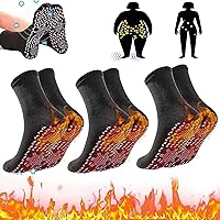 Alvo Feet Socks, AFIZ Tourmaline Health Sock,Magnetic Self-Heating Shaping Socks,VeinesHeal Hyperthermia Socks,Foot Massage Thermotherapeutic Sock for Man Women (3 Pair Black)