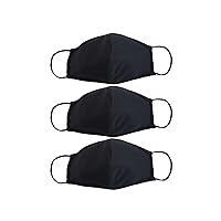 EnerPlex Safety Mask Comfortable 3-Ply Reusable Face Mask - Breathable, Fully Machine Washable Masks for Home Office Work Outdoors - LARGE (3-Pack) - Black