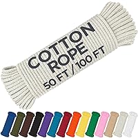 TECEUM Cotton Rope 3/16” (5 mm) – 50 FT – Strong All-Purpose Braided Rope – Natural Cotton – for Crafting, Сamping, Clothes Line, DIY, Indoor & Outdoor Use – Natural