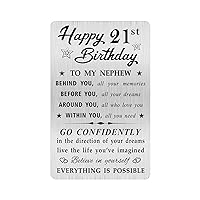 Nephew 21st Birthday Card, Happy 21 Birthday Nephew Gifts Ideas, Small Engraved Wallet Card