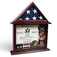 Certificate and Document Holder with 3x5 Flag Display Case, Mango Finish