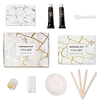 Kintsugi Repair Kit – Repair Ceramic Bowls with Kintsugi Kit Gold Powder Resin Glue, Bring Japanese Art to Your Home – Comes with a Practice Bowl and Cloth