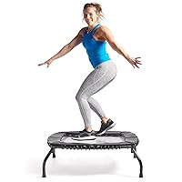 Sunny Health & Fitness Springless Mini Fitness Trampoline – Premium Adjustable Bungee-Style Indoor/Outdoor Exercise Rebounder for Quieter and Safer Workouts