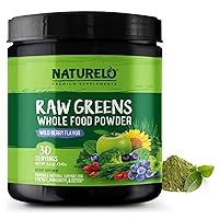 NATURELO Raw Greens Superfood Powder (Wild Berry, 30 Servings (Pack of 1))