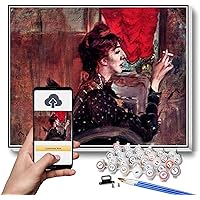 Paint by Numbers Kits for Adults and Kids The Red Curtain Painting by Giovanni Boldini Arts Craft for Home Wall Decor