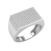 Dazzlingrock Collection 0.61 Carat (ctw) Round Diamond Composite Rectangular Framed Engagement Ring for Men in 925 Sterling Silver