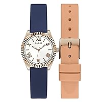 GUESS Women's 30mm Watch - Interchangeable Straps White Dial Rose Gold-Tone Case