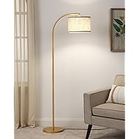 DEWENWILS Gold Arched Floor Lamps for Living Room, Boho Standing Arc Lamp with Adjustable Lampshade, Mid Century Modern Reading Light with Foot Switch for Bedroom, Home Office, Nursery