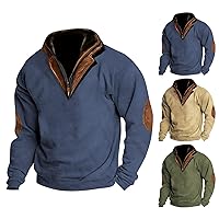 Men's Western Fleece Jacket Cowboy Bull Head Print Pullover 1/4 Zip Stand Collar Long Sleeve Country Sweatshirts