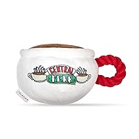 Friends the TV Show Central Perk Coffee Mug Plush Dog Toy with Rope Handle| Soft Cute Squeaky Toy for All Dogs | Stuffed Dog Toys with Squeaker Noise for Added Fun, Friends Memorabilia