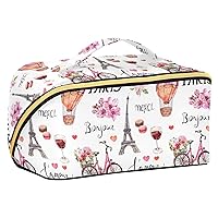 Paris Style Flower Makeup Bag Large Cosmetic Bags for Women Travel Makeup Bags for Women Make Up Bag Organizer Makeup Pouch Toiletry Bag for Cosmetics Travel Daily Use Toiletries