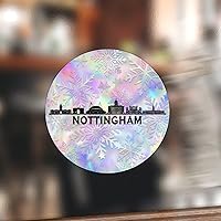 50 Pcs United Kingdom Nottingham Skyline Vinyl Stickers Skyscrapers Stickers Pack Cityscape Waterproof Round Decal Stickers for Kids Water Bottle Stickers Waterproof Phone 3inch