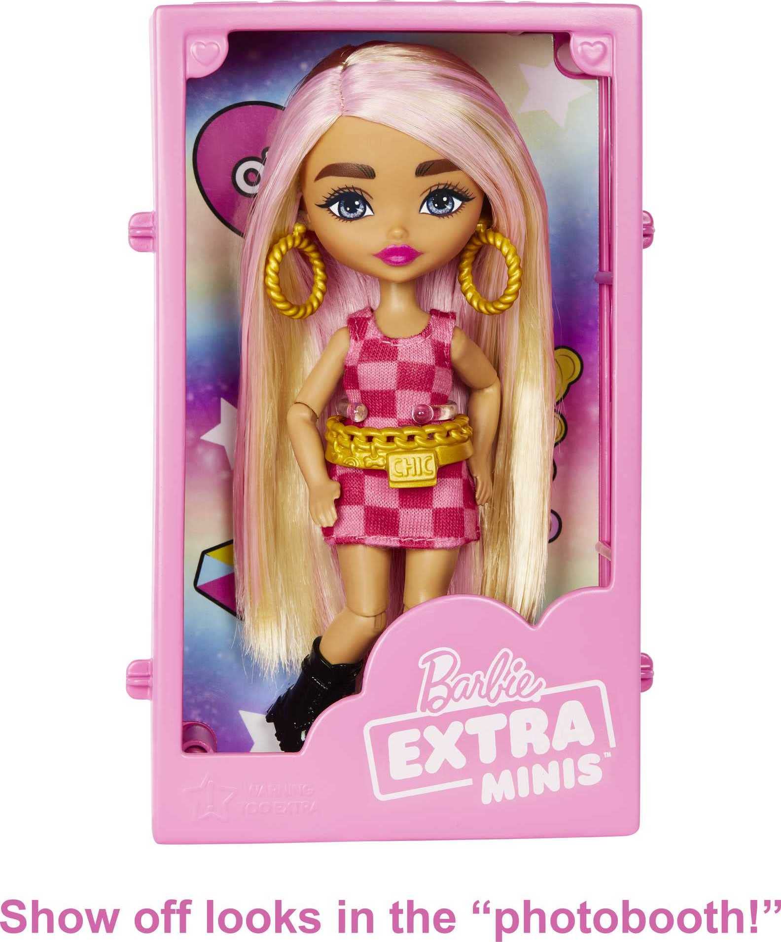 Barbie Extra Minis Doll and Fashion Playset with 15+ Pieces, Boutique with Small Doll, Clothes and Accessories