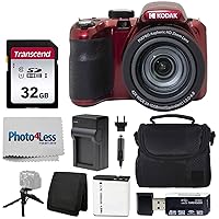 Kodak PIXPRO AZ425 Digital Camera + 32GB Memory Card + Camera Case (Black) + Battery + Charger + USB Card Reader + Table Tripod + Accessories (Red)