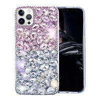 Bonitec Compatible with iPhone 14 Pro Max Case for Women 3D Glitter Sparkle Bling Case Luxury Shiny Crystal Rhinestone Diamond Bumper Gems Cute Protective Girly Case Girls Phone Clear Rose