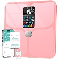 ABLEGRID Body Fat Scale,Digital Smart Bathroom Scale for Body Weight,Large LCD Display Screen,16 Body Composition Metrics BMI,Water Weigh,Heart Rate,Baby Mode,400lb,Rechargeable(Black+Rosegold)