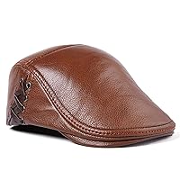Men's Cap, Men's Classic Winter Leather Baseball Baseball Hat Ear Flap Trapper Hunting Hat Young Cap Middle-aged Cap Autumn Winter Cold Casual (Color: Brown, Size: L)