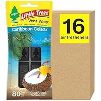 LITTLE TREES Car Air Freshener. Vent Wrap Provides Long-Lasting Scent, Slip on Vent Blade. Caribbean Colada, 16 Air Fresheners, 4 Count (Pack of 4)