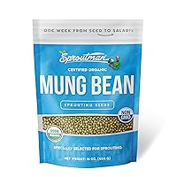 Sproutman Organic Mung Bean Sprouting Seeds — 16 Ounce Bag — Rich in Vitamins, Plant Protein & Antioxidants, Non-GMO — Grow Your Own Bean Sprouts