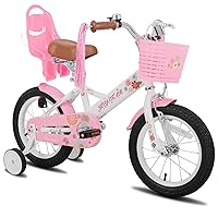 JOYSTAR Little Daisy Kids Bike for Girls Boys Ages 2-7 Years, 12 14 16 Inch Girls Bikes with Doll Bike Seat & Streamers, Boys Bikes with Flag & Number Plate, Multiple Colos