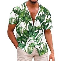 Hawaiian Shirt for Men with Pocket Big and Tall Short Sleeve Button Up Tropical Print Shirts Funny Beach Wear