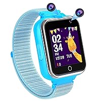 Games Smart Watch for Kids, 1.54'' HD Touch Screen Toy Smart Watch with Dual Cameras,24 Puzzle Games,Video Music Player,Pedometer Smartwatch for Boys and Girls 4-12 Years Old Gift(Blue)
