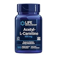 Life Extension Acetyl-L-Carnitine, Acetyl-L-Carnitine, vitamin C, Brain, mood & nerve health, cellular energy, 3-month supply, Gluten-Free, Non-GMO, Vegetarian, 100 Capsules