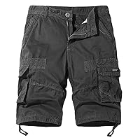 Mens Shorts, 2024 Summer Retro Tactical Cargo Short Elastic Waist Multi Pockets Running Shorts Comfy Sweat Shorts