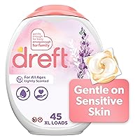 Dreft Laundry Detergent Pacs, HE Compatible, Lightly Scented, Lavender, 45 Count