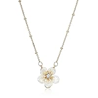 Lonna & Lilly Women's Necklace 16 Inch Flower Pendant - Worn Gold Tone/White/Crystal, One Size
