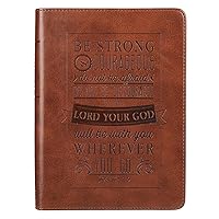 Christian Art Gifts Classic Handy-sized Journal Be Strong and Courageous Joshua 1:9 Bible Verse Inspirational Scripture Notebook w/Ribbon, Faux Leather Flexcover 240 Ruled Pages, 5.7