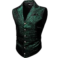 Barry.Wang Mens Paisley Victorian Suit Vest Formal/Leisure Tailored Collar Silm Fit Steampunk Gothic Tuxedo Waistcoat