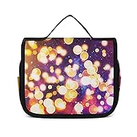 Colorful Circles of Light Travel Toiletry Bag Makeup Portable Cosmetic Bag Hanging Organizer for Women Men