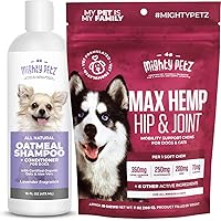 2-in-1 Oatmeal Dog Shampoo and Conditioner + Mighty Petz MAX Hemp Glucosamine for Dogs Bundle