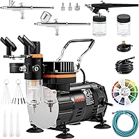 Master Airbrush Multi-Purpose Airbrushing System Kit with Portable Mini Air Compressor - Gravity Feed Dual-Action Airbrush, Hose, How-To-Airbrush