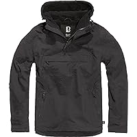 Brandit Individual Wear Men's Windbreaker Fall Jacket, with 100% Polyester, Water & Wind Resistant, and Zip Pockets, Black - X-Large